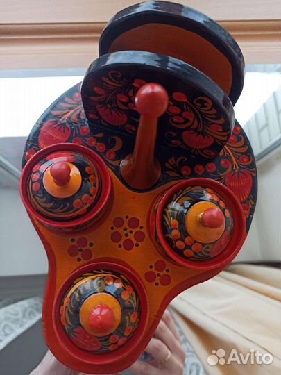 Солонка с подставкой для салфеток деревянный