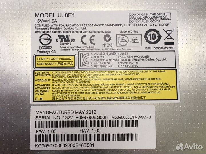 Привод Panasonic UJ8E1, UJ8E2, dvd Model DS-8A4S