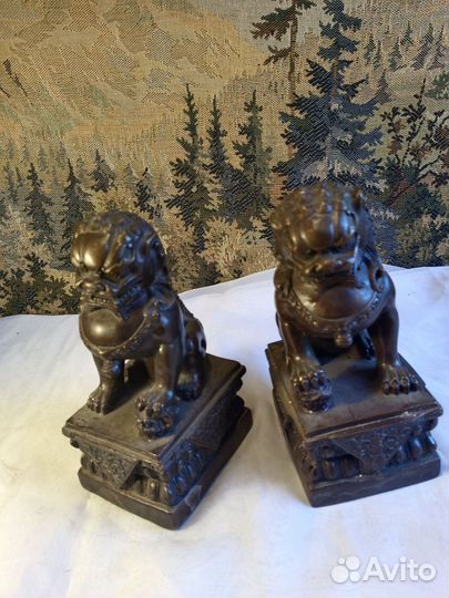 Собаки львы латунь большие,21см