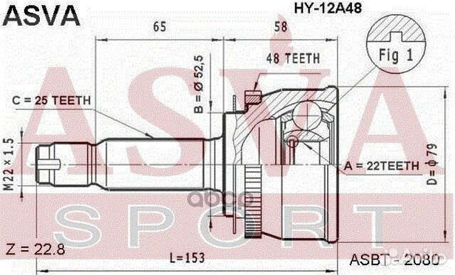 ШРУС наружный getz/accent 25x22x52 HY12A48 asva