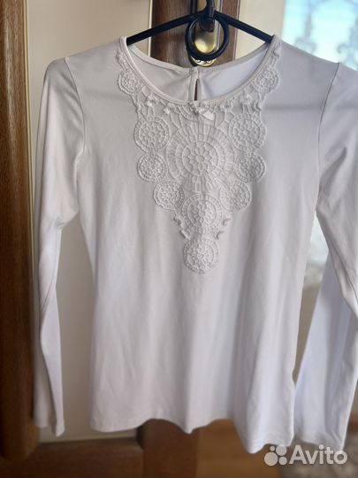 Блузка белая школьная размер 134-140
