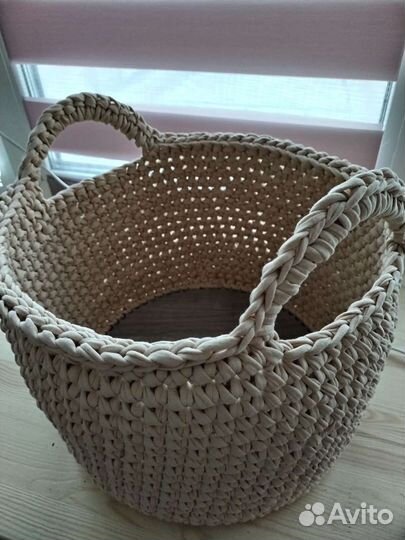 Корзина вязаная, трикотажная, интеръерная корзина