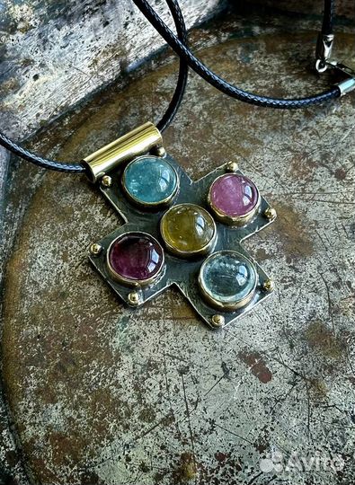 Восхитительный Крест турмалин гелиодор аквамарин