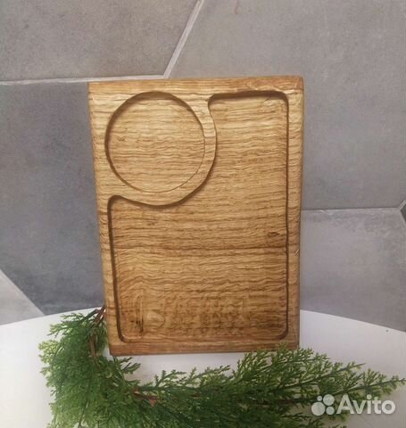 Доска для сервировки с соусником из дуба