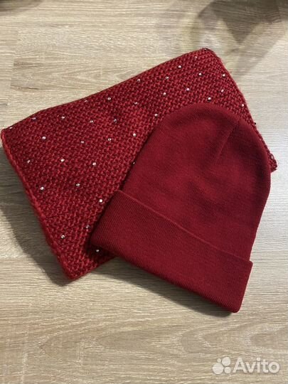 Новый комплект шапка, шарф снуд