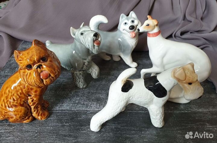 Фигурки собак фаянс, вербилки скульптор Абрамович