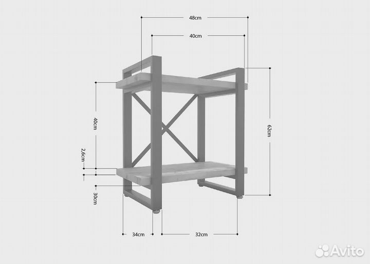 Тумба прикроватная Айсберг Лофт 40 черный/дуб краф