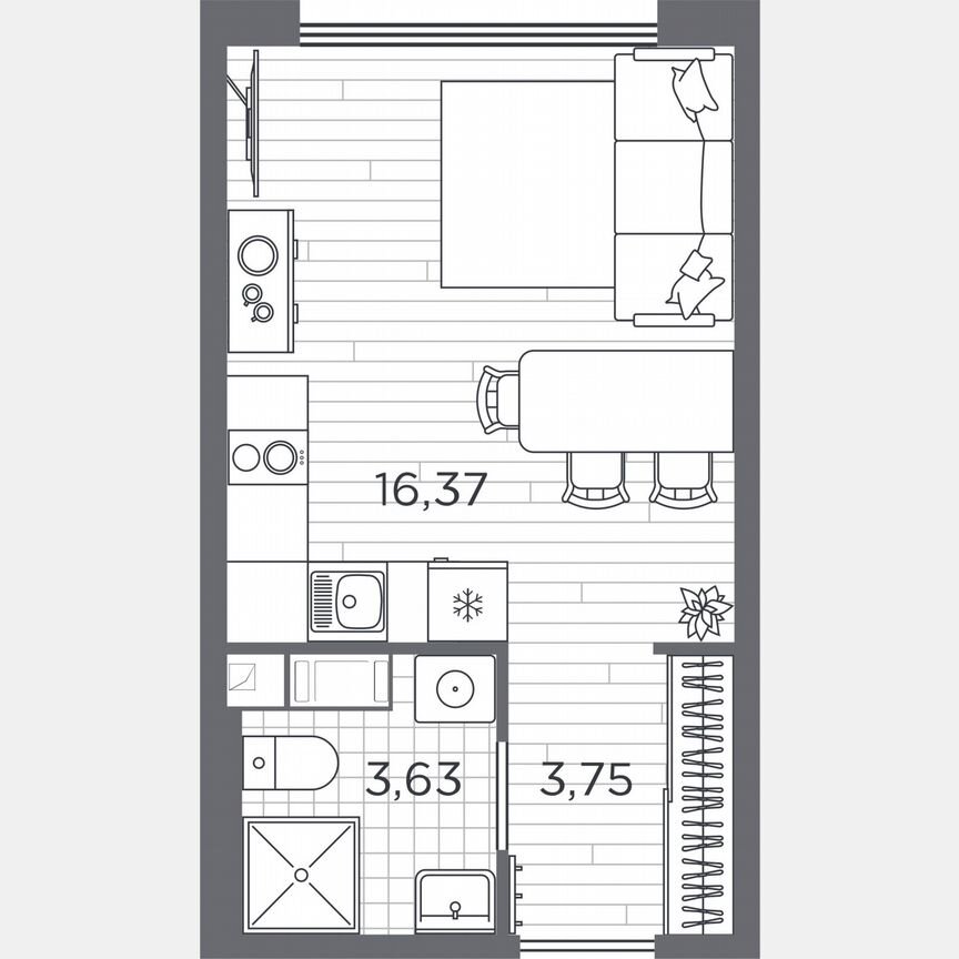 Квартира-студия, 23,8 м², 5/5 эт.