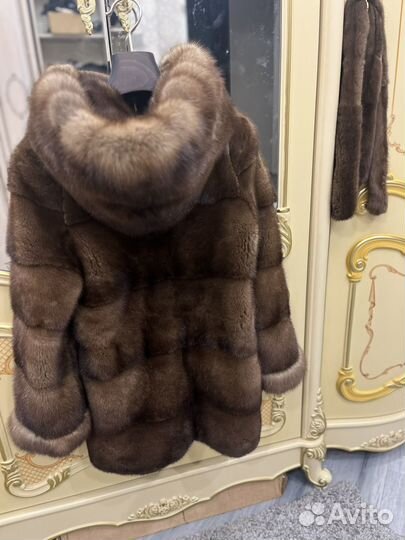 Полушубок норковый цвет соболь