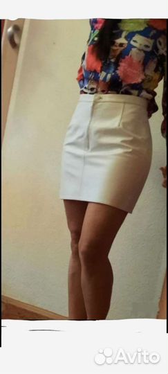 Юбка натуральная кожа белая