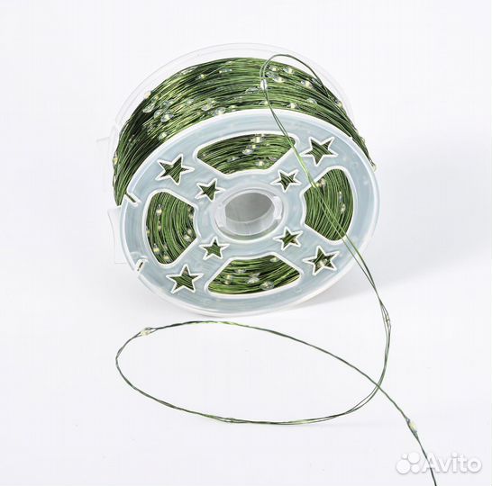 Гирлянда Роса 200 м.холодный свет, зелёный провод