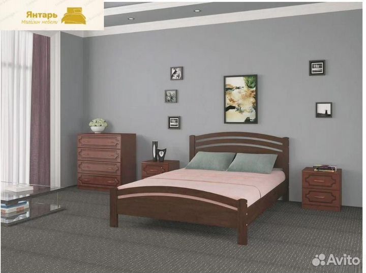 Кровать массив двухспальная Камелия-3 140 x 200