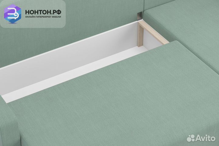 Диван угловой еврокнижка Мидгард светло-зеленый
