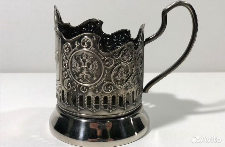 Подстаканник никелированный с логотипом 'ржд'