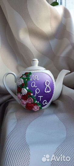 Подарок ручной работы. Чайник с декором