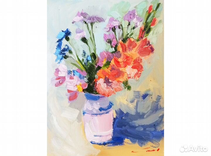 Картина букет цветов масло холст живопись