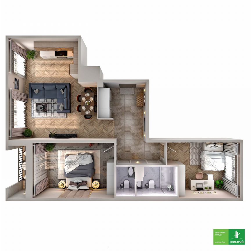 2-к. квартира, 75,3 м², 2/10 эт.