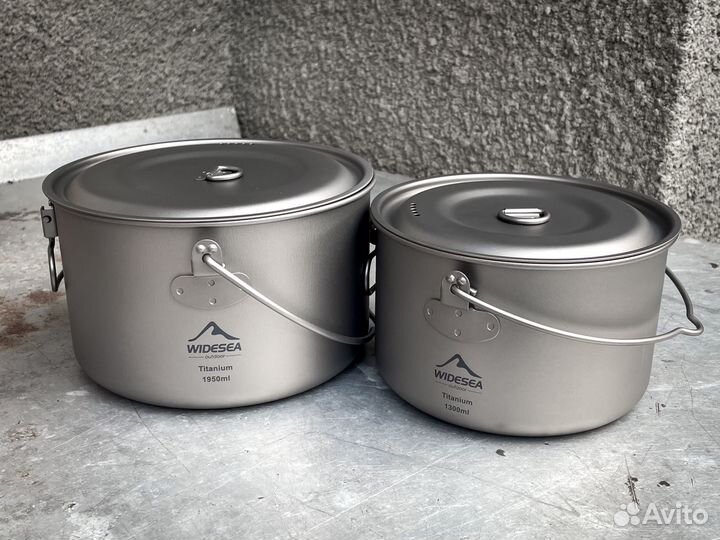 Титановый котелок 1300 мл 1,3 л Widesea