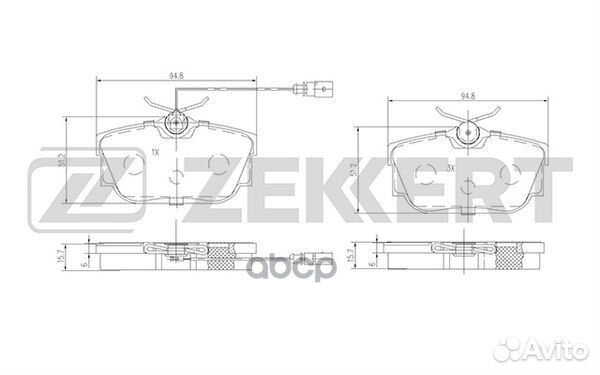 Колодки торм. диск. задн. с датчиком VW Transpo