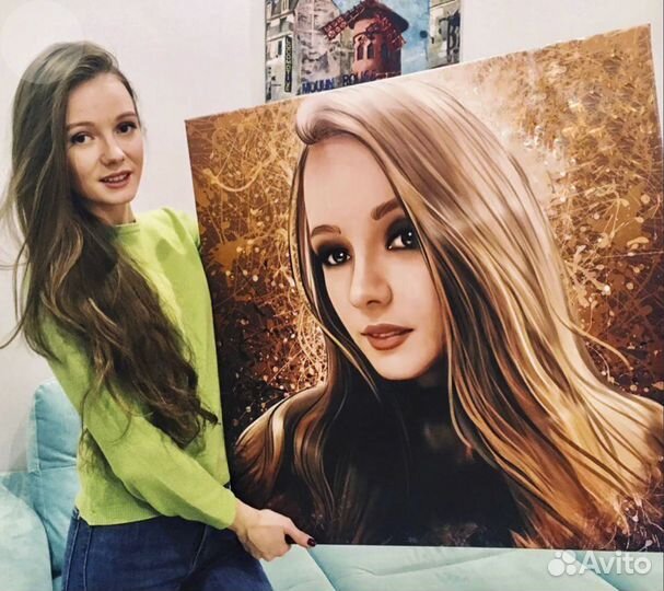 Портрет на холсте по фото (разные размеры)