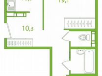 2-к. квартира, 61,3 м², 2/10 эт.