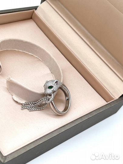 Cartier panthere кольцо серебро 925 пр картье