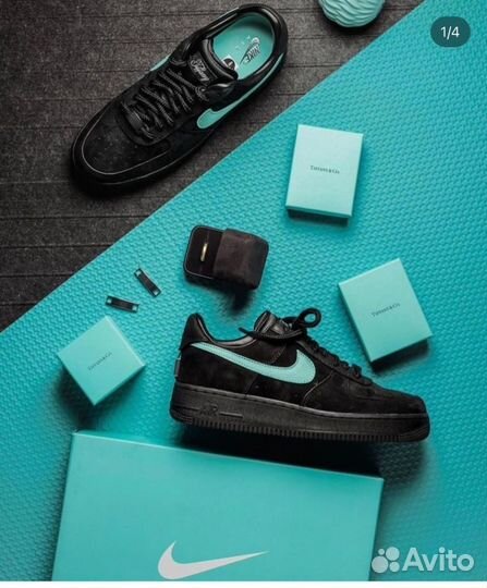 Кроссовки Nike AIR force 1 X tiffany & CO black