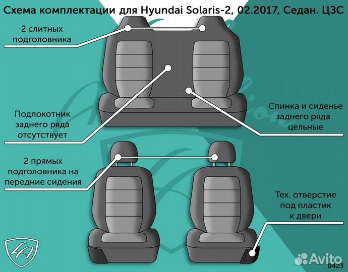 Авточехлы/чехлы на Hyundai Solaris -2, с 02.2017