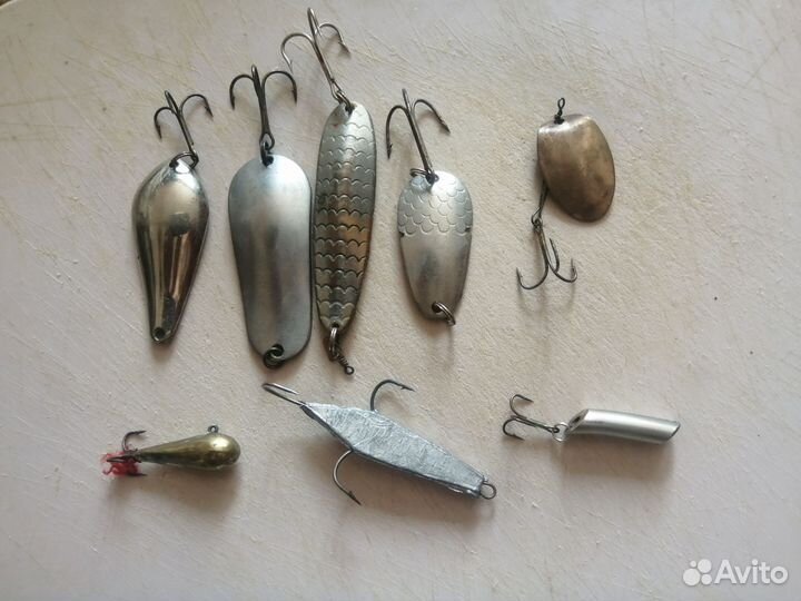 Зимняя удочка СССР с катушкой, блесны СССР