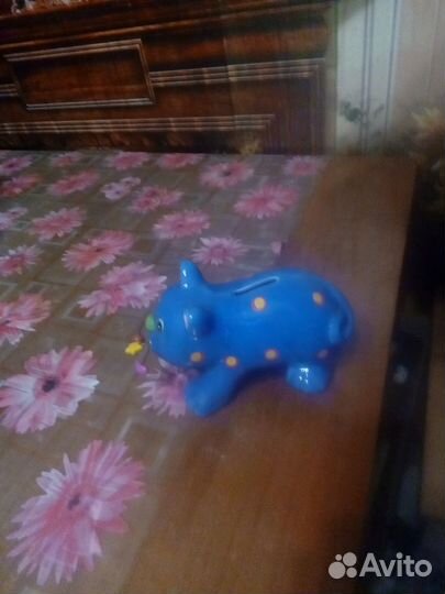 Керамическая глиняная копилка кошечка