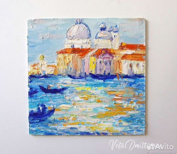 Картина маслом пейзаж Венеции пейзаж мастихином