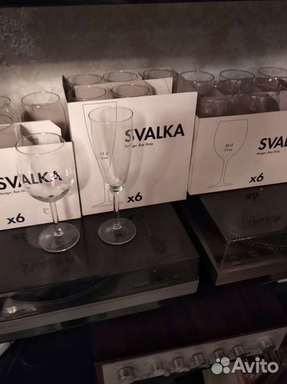 Бокалы для шампанского 6 и для вина 12 Икеа svalka