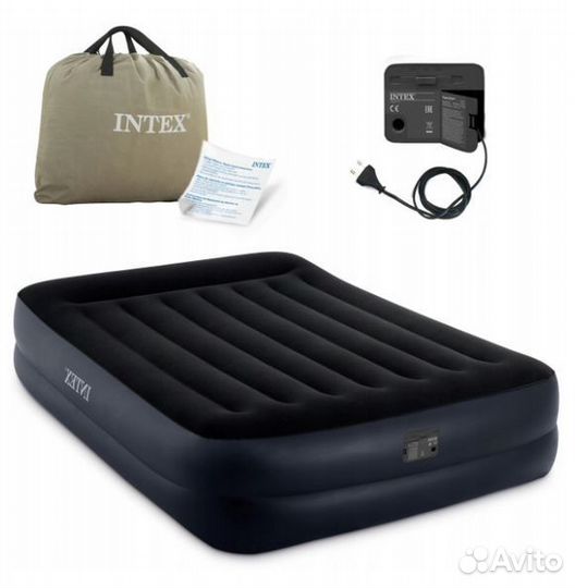 Надувная кровать двуспальная интекс матрас