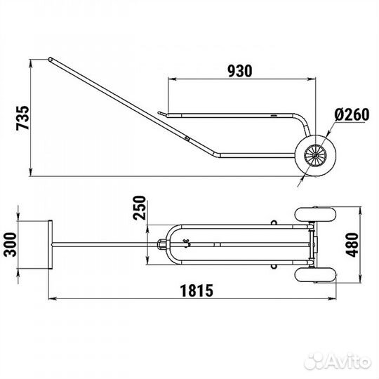 Тележка подкильная для надувных лодок малая нержав