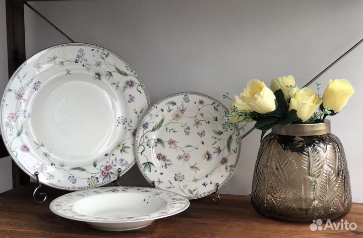 Набор посуды сервиз из фарфора цветы 6 персон