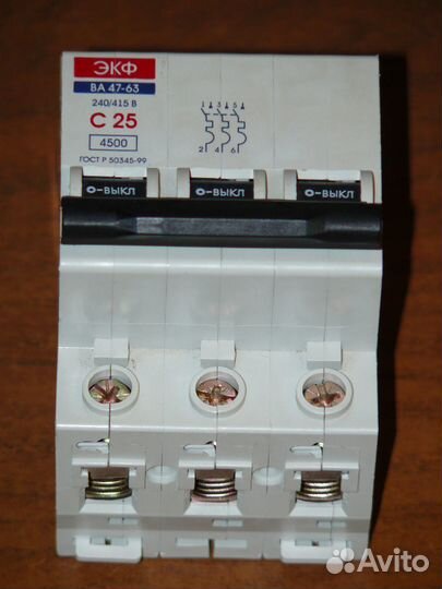Автоматический выключатель Экф 3P Ва 47-63 С25