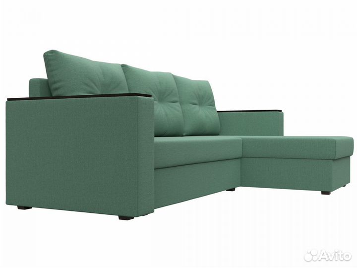 Диван угловой Атланта Лайт Б-С правый угол, рогожка, амур зеленый