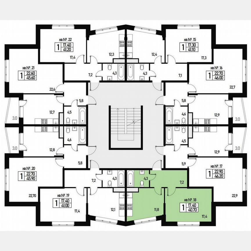 1-к. квартира, 40 м², 3/3 эт.