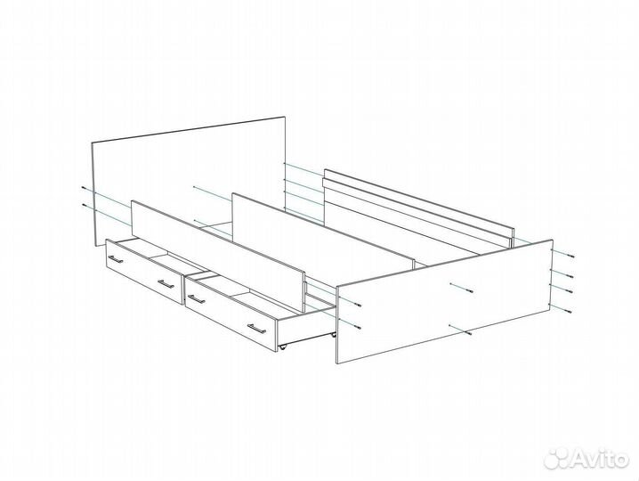 Кровать с ящиками Амелина