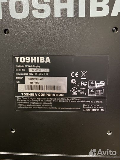 Монитор toshiba pa3553e-1lcd (22 дюйма, 60hz)