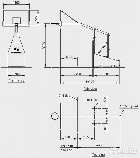 Ферма (стойка) баскетбольная SAM 225 Club Schelde Sports 910-1612030 (910-S6.S0830)