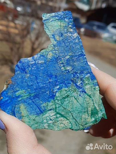Азурмалахит камень срез минерал