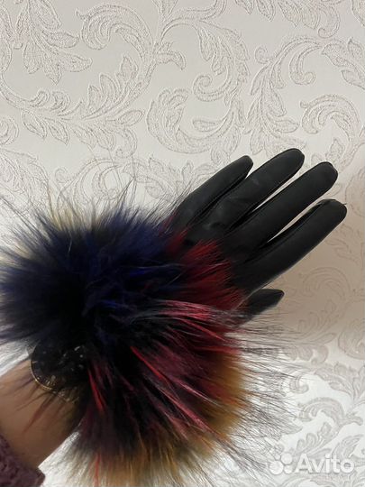 Перчатки кожаные с натуральным мехом