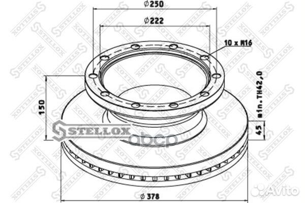 85-00812-SX диск тормозной c ABS 378/150x45 10
