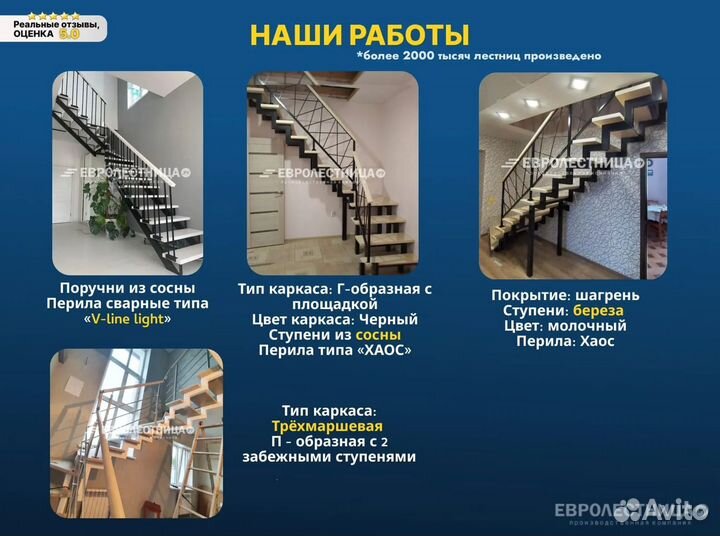 Лестница на металлокаркасе. Бесплатная доставка