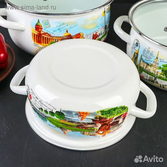 Набор кастрюль «Белые ночи», 3 предмета: 2 л, 3 л