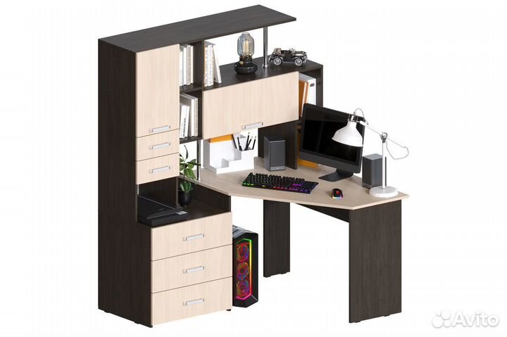 Компьютерный стол угловой с надстройкой