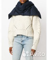 Стеганый шарф дутый цвет темно-синий, серебристый