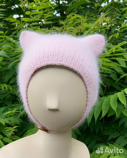 Детская шапка кошка пух норки