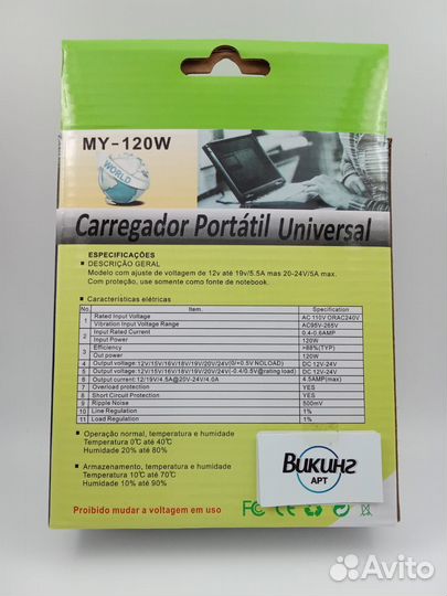 Универсальный блок питания для ноутбуков 12-24V 5А